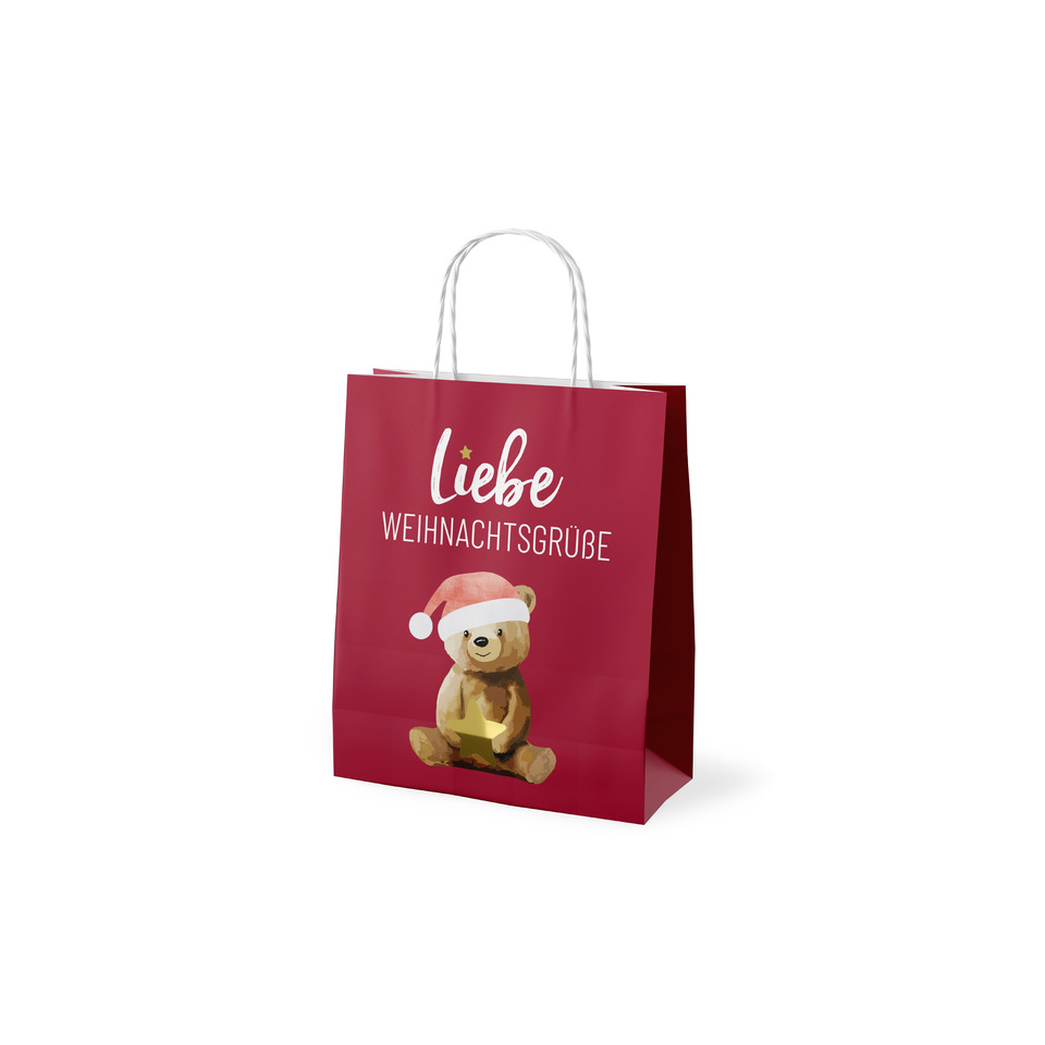 Weihnachtstüte, Geschenktüte, Teddy, Santa-Hut, Stern