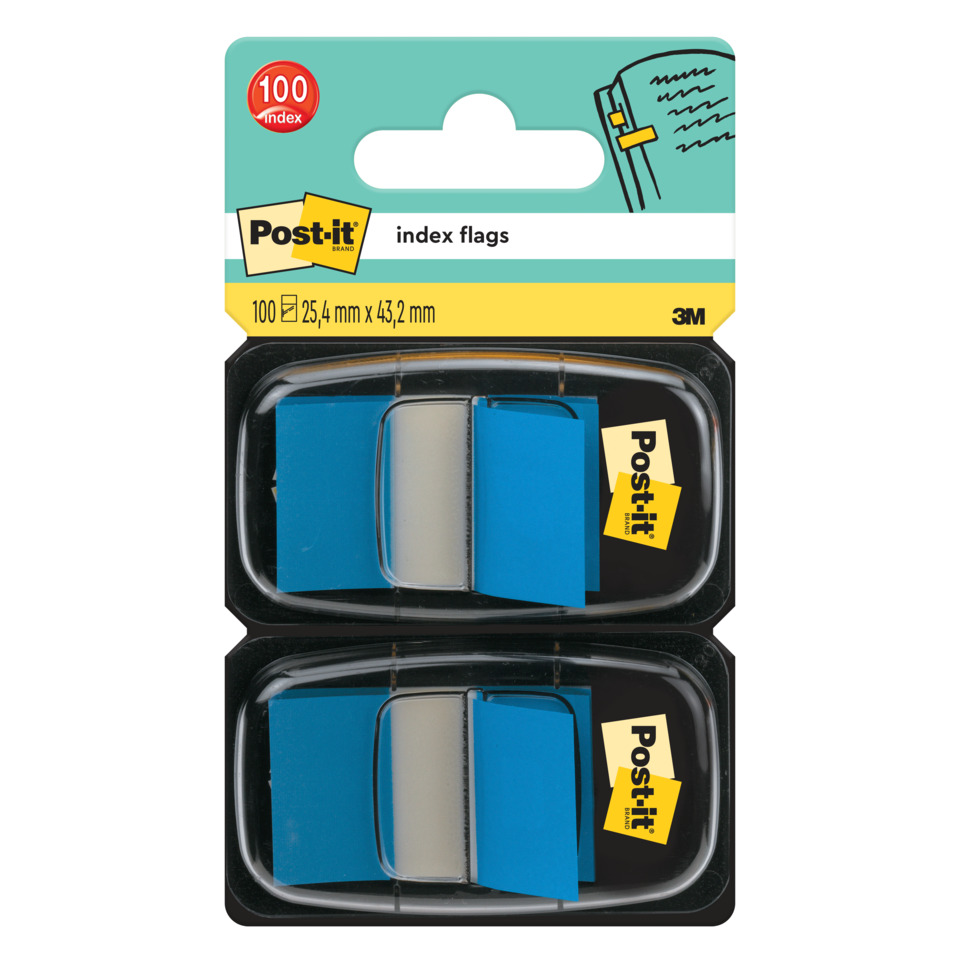 post-it flags, index flags, blue flags, mini flags, office supplies