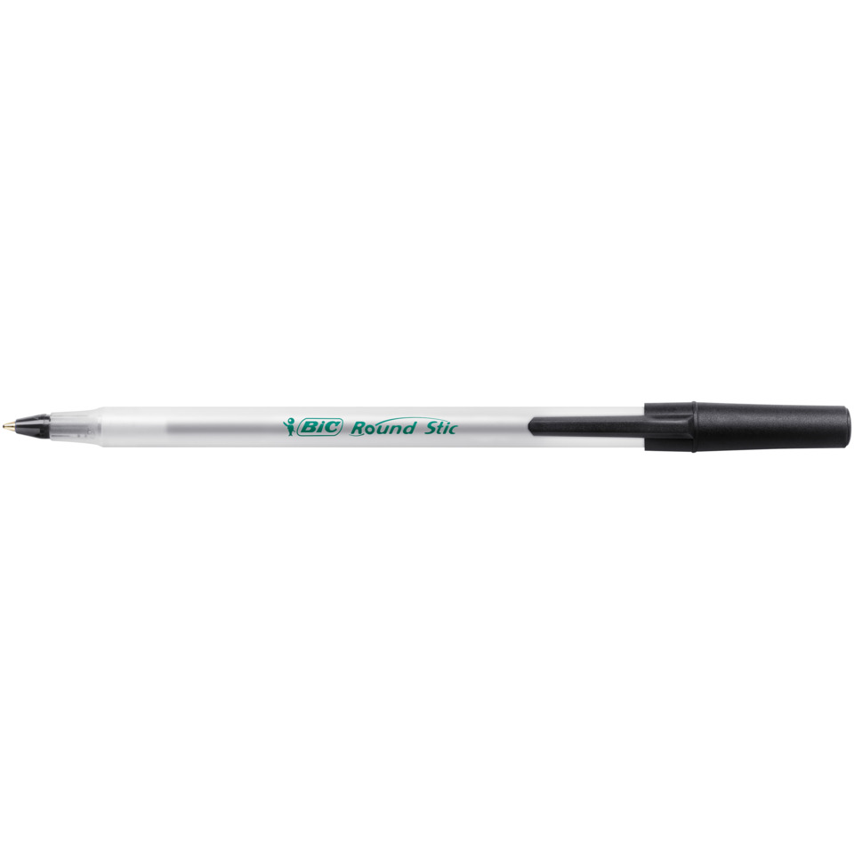 Kugelschreiber, Round Stic, Schwarz, Kunststoff, Rollerball