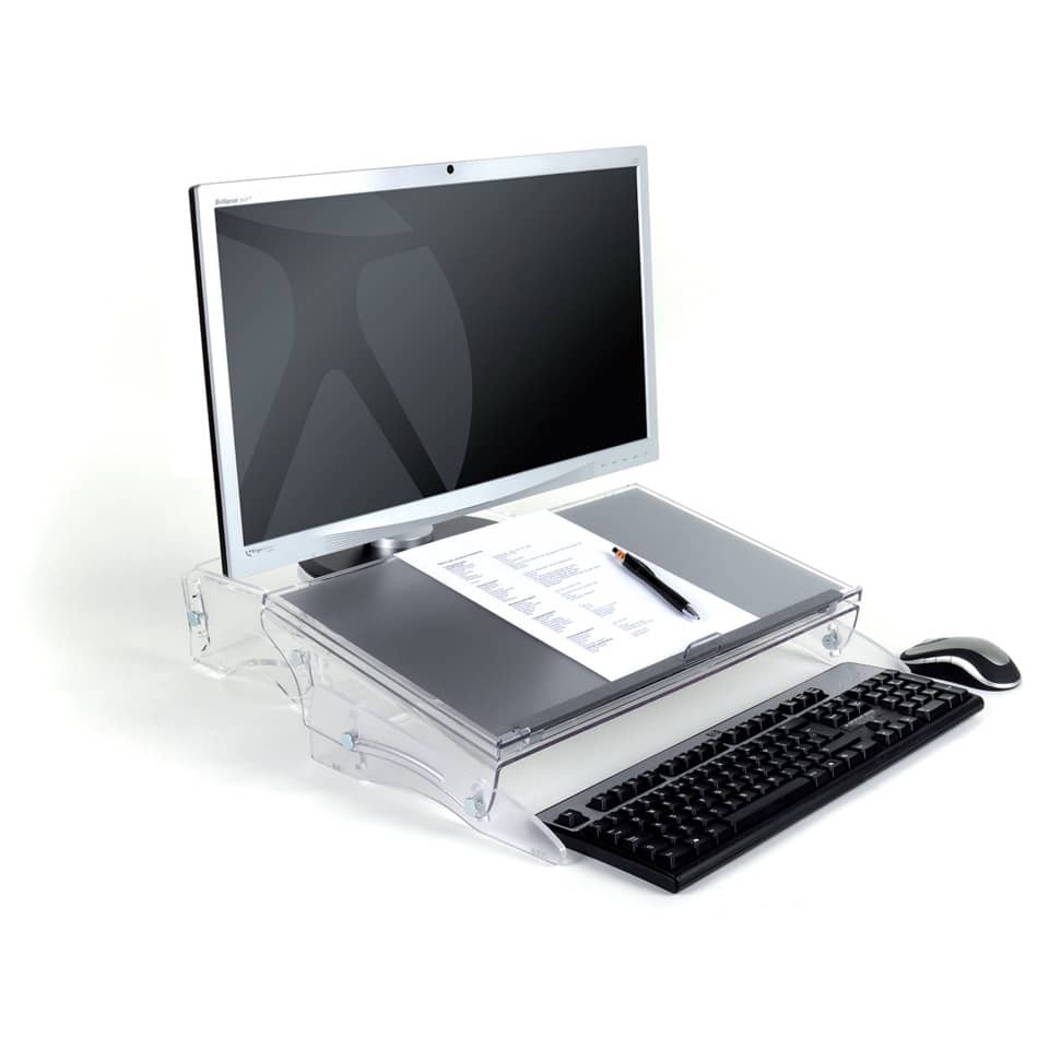 computer, monitor, Tastatur, Maus,  Dokumentenablage