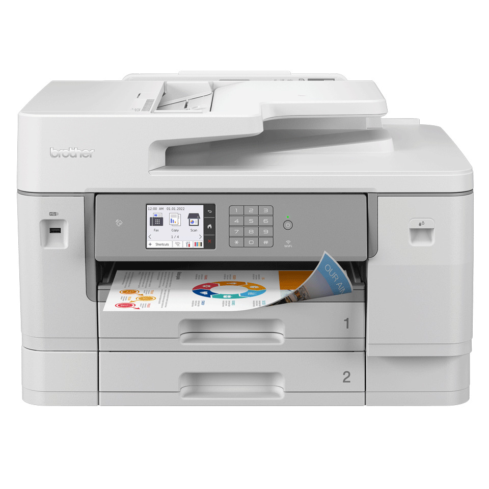 drucker, all-in-one, tintenstrahl, weiße farbe, papierausgabe