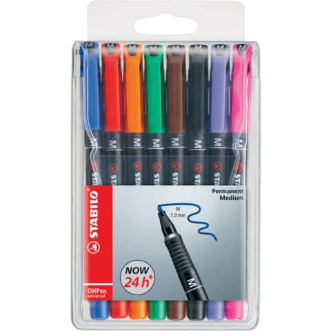 Folienstift OHPen universal, 1 mm, permanent, Etui mit 8 Stiften STABILO 843/8