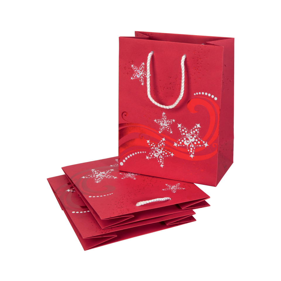 Geschenkbeutel, Geschenkverpackung, Papiertragetasche, Weihnachten, rote Farbe, Geschenkverpackung, Geschenktüte, Rot, Weihnachtliches Muster, Papiertüte