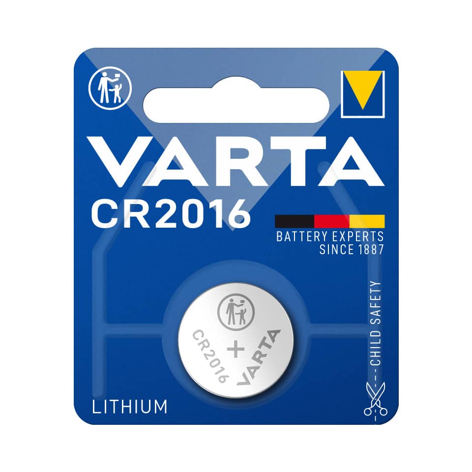 Lithium-Batterie, CR2016, Knopfzelle, Batterie-Packung, VARTA