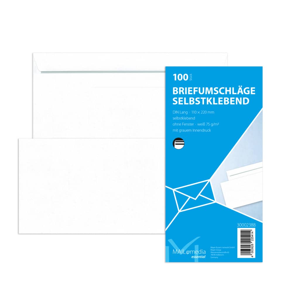 Briefumschläge, selbstklebend, DIN Lang, weiß, 75 g/m²