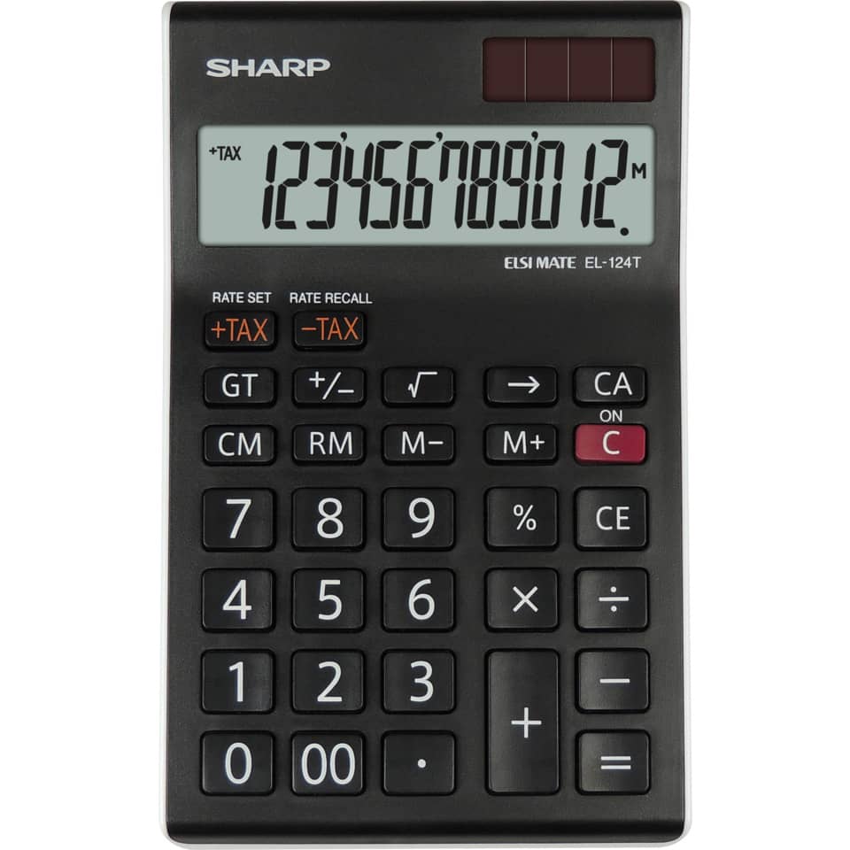 Taschenrechner, Schwarz, LCD-Anzeige, Tastenfeld, ELSI MATE