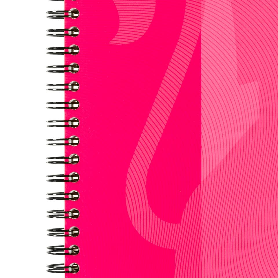 spiral notebook, pink cover, notebook, coiled binding, spiral-bound