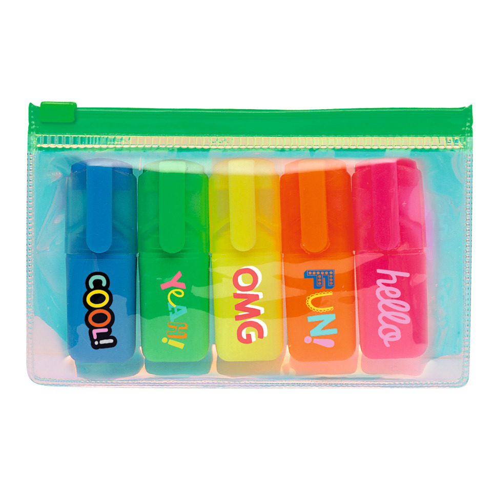 Marker-Set, Hochlighters, bunt, Reiseetui, Kunststoffhülle