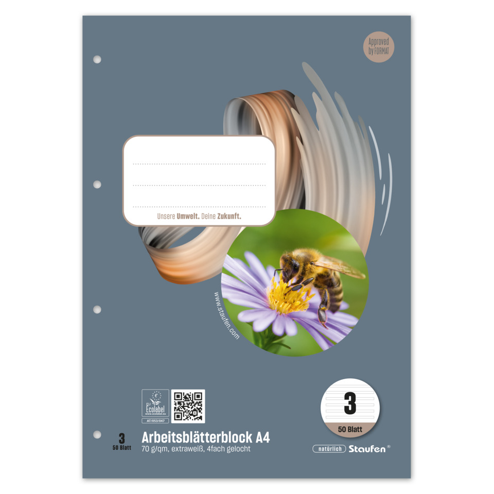 Notizblock, A4, 50 Blätter, Papierblock, Spiralbindung