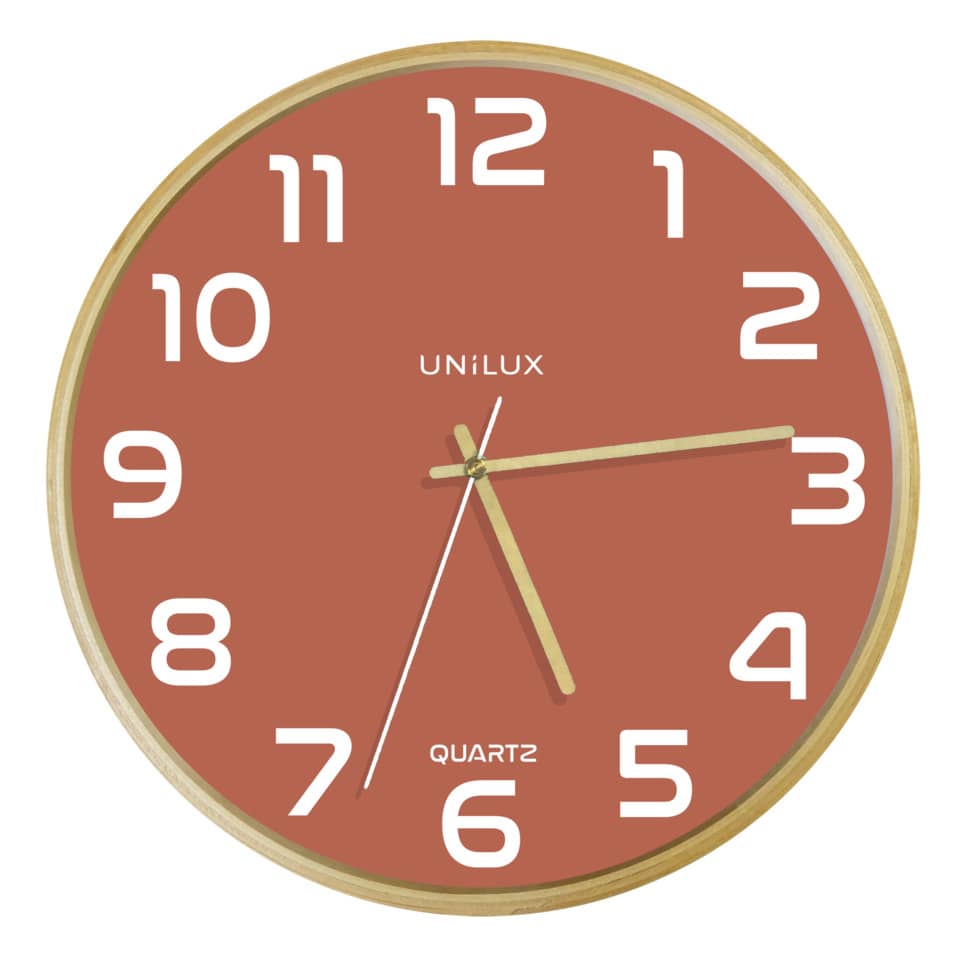 Wanduhr, Wanduhr mit Zeigern, Quartzuhr, Runde Uhr, Rotes Zifferblatt