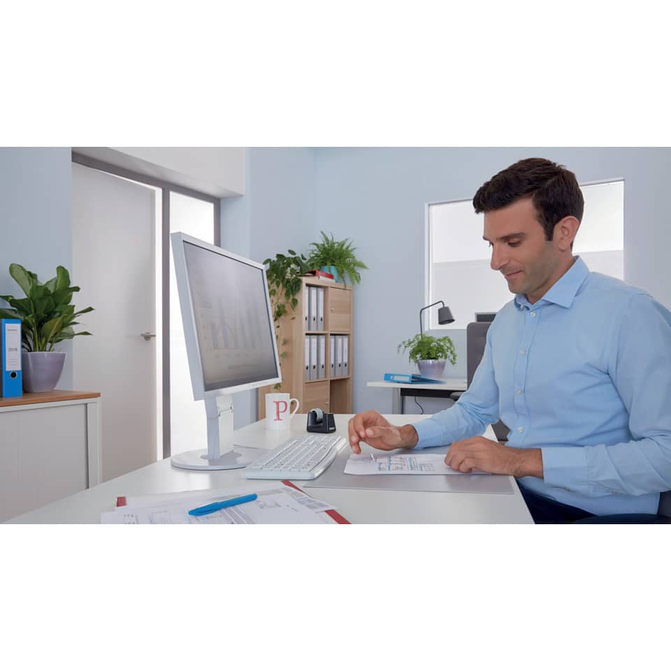 Schreibtisch, Computer, Monitor, Dokumente, Büro