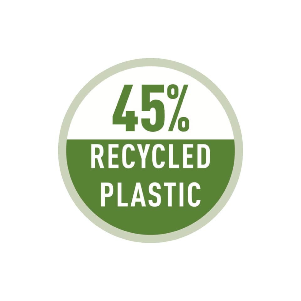 recyceltes Plastik, 45% recyceltes, Öko-Label, grüner Kreis, Nachhaltigkeit