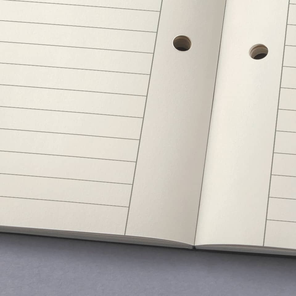lose Blätter Ordner, Ringbinder Löcher, Notizbuch Seite, weißer Trennteil, spiralfreier Ordner