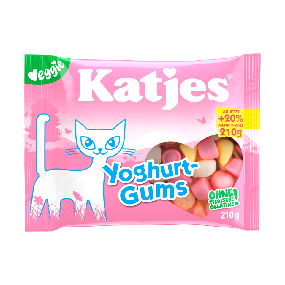 Katjes, Yogurt-Gums, Gummies, Rosa Packung, ohne Gelatine