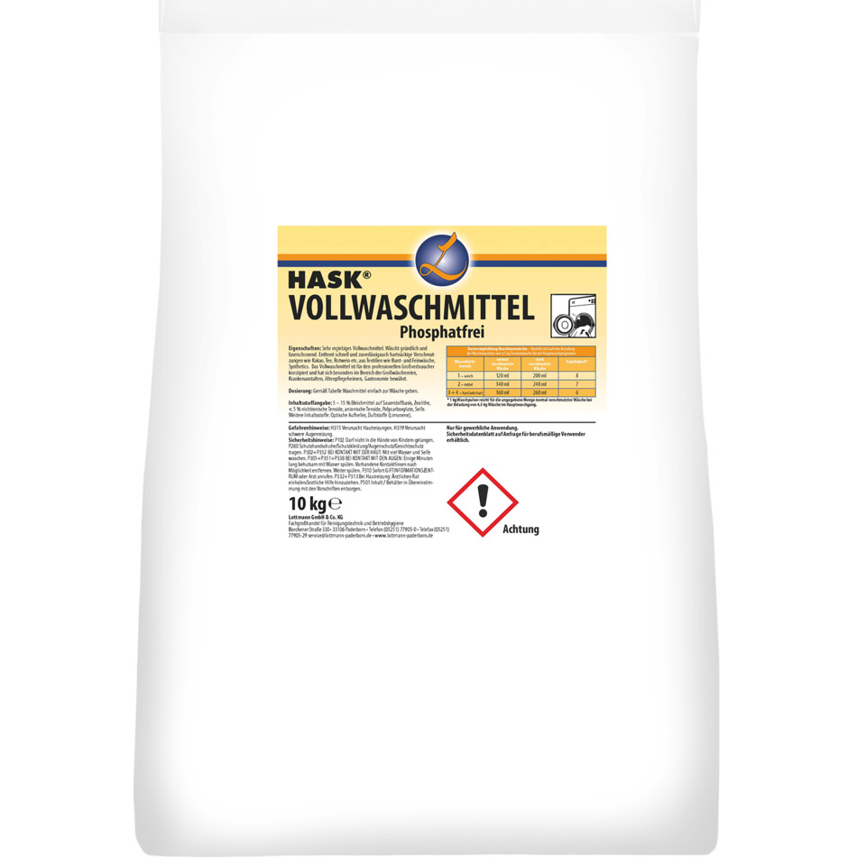 Vollwaschmittel, Phosphatfrei, Waschmittel, 10 kg, Haushaltsreiniger