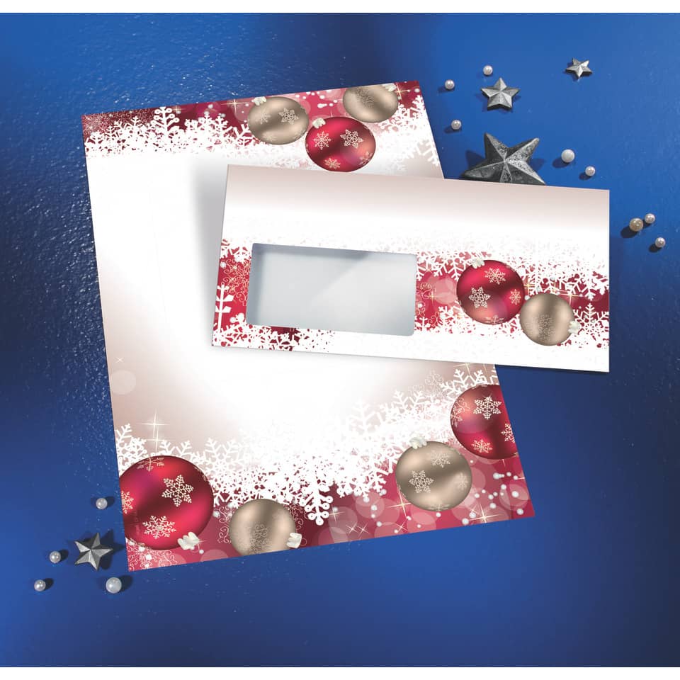 Weihnachtskarten, Kartenumschlag, Schneeflocken, Weihnachtsdeko, Rosetten/Ornamente