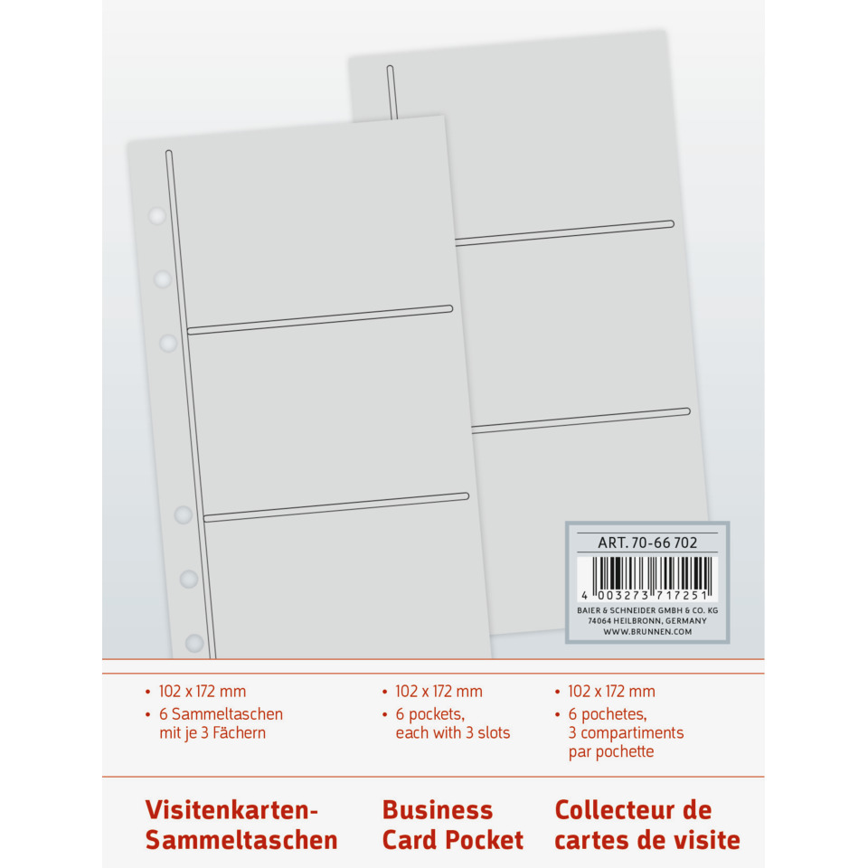 Visitenkarten, Sammeltaschen, Kartenhüllen, Brunnen, Pockets