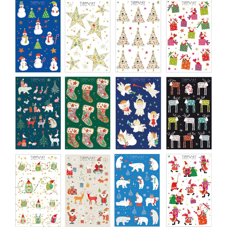 Weihnachtsmotiv, Sticker/Stickerbogen, Tiermotive, Weihnachtsfiguren, Dekor