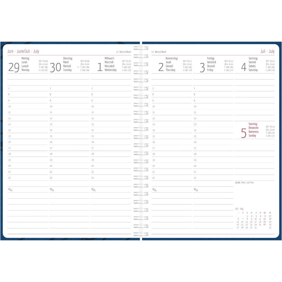 kalender, Wandkalender, Wöchentliche Planung, Spiralbindung, Doppelseitenlayout