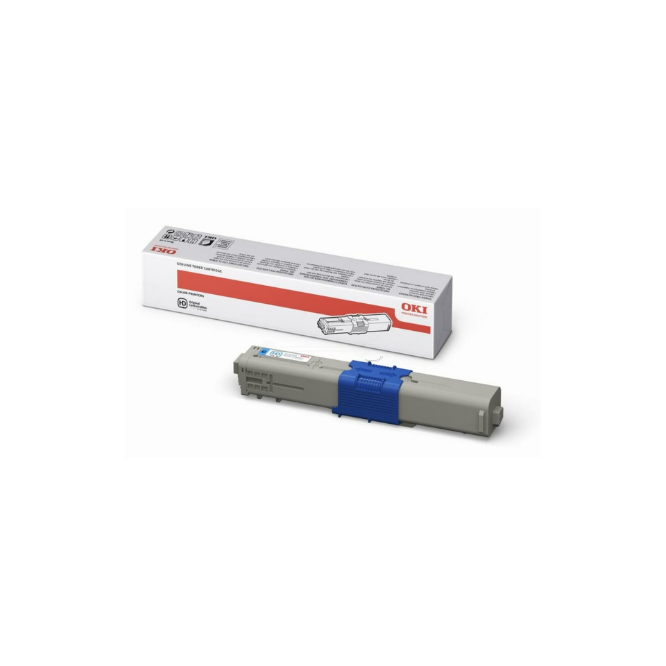 Tonerpatrone, Gehäuse, Druckerfarbe grau, Blaues Halteband, OKI Kompatibel