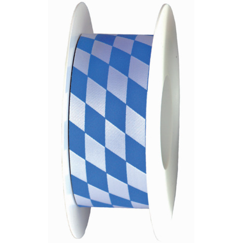 Zier Acetatband Raute, 40mmx25m, weiß/blau GOLDINA 847240870025