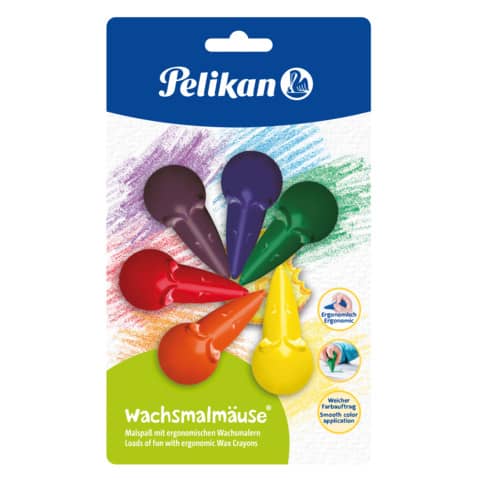 Wachsmalmaus auf Blisterkarte, 6 Stück, sortiert PELIKAN 100435920