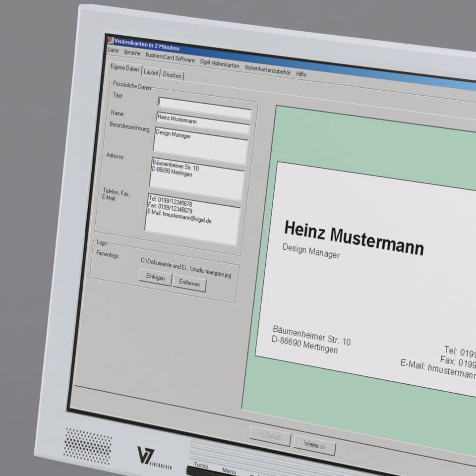 Visitenkarte, Design-Manager, Name, Adresse, E-Mail