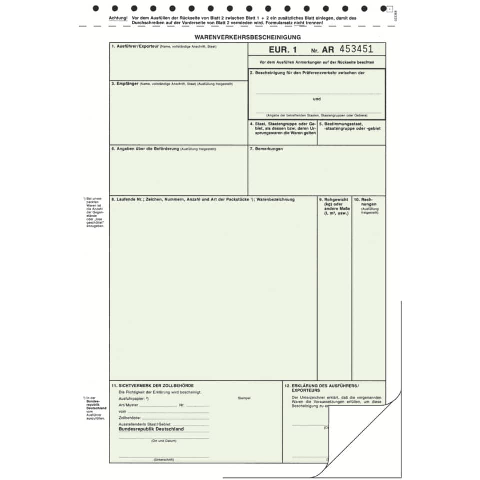 Dokument, Zollformular, EU-Genehmigung, Warenverkehr, Etikett