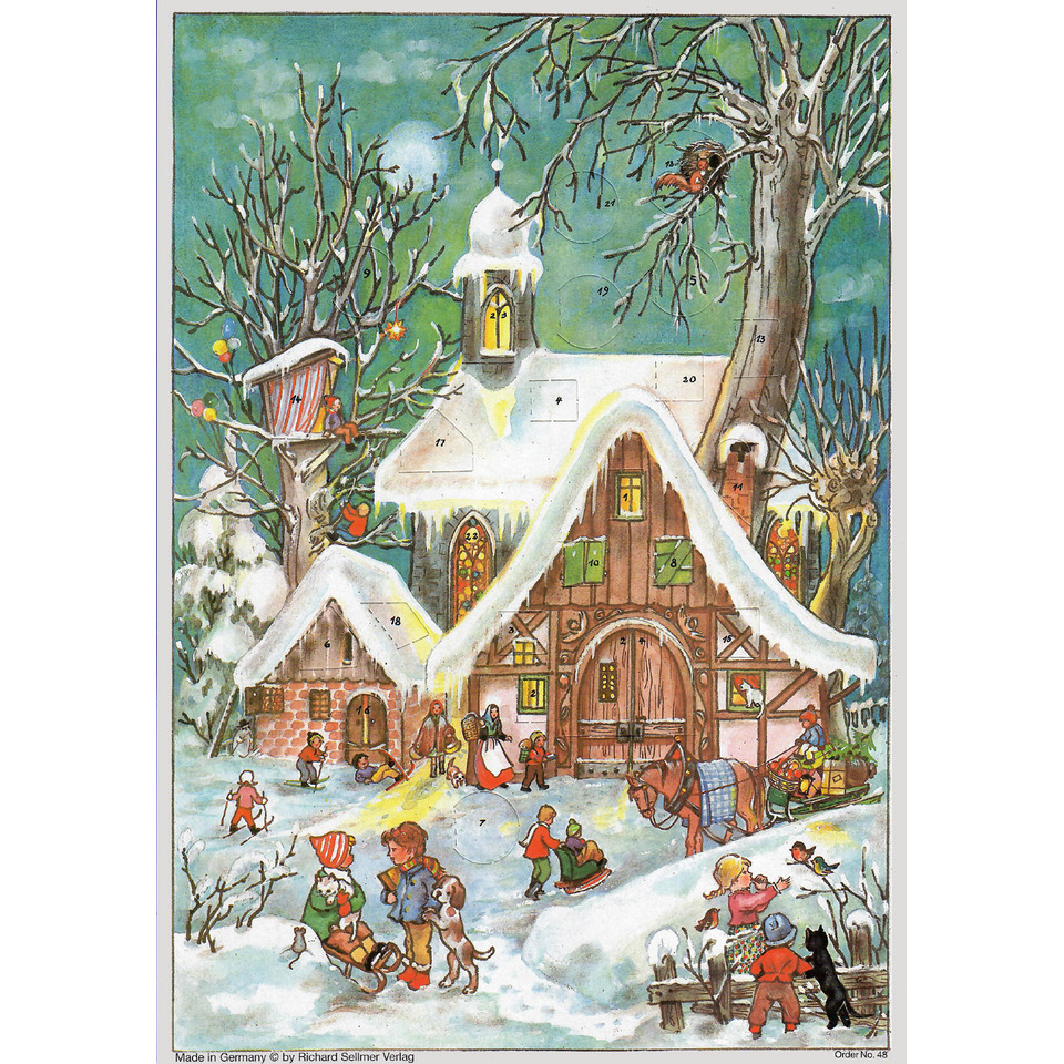 Schneewaldhaus, Adventskalender, Winterkulisse, Häuschen, Tiere