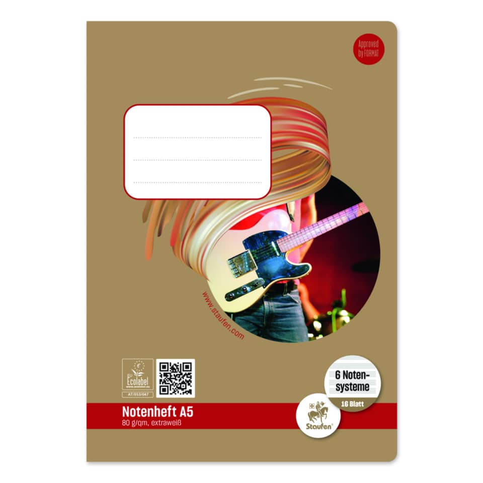 Notizheft, A5, Kartonhülle, Notenpapier, Notizzettel