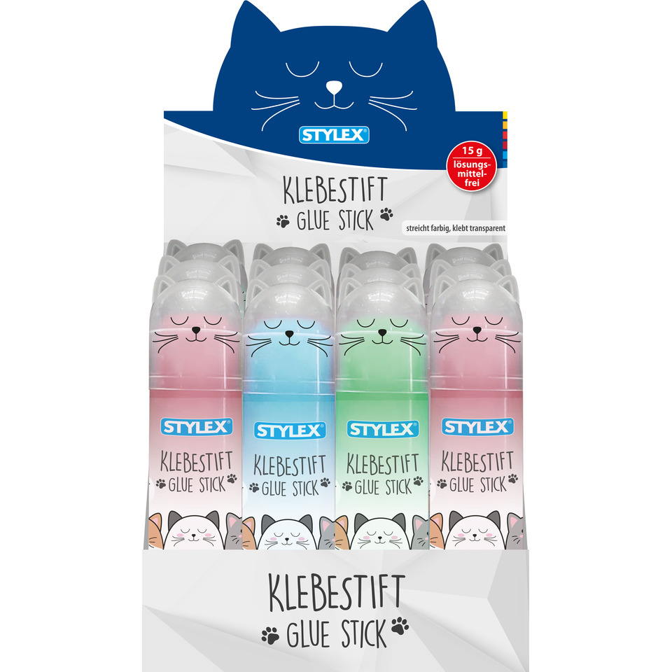 Klebestift, Glue Stick, Katze, Pastellfarben, Sticker-Anzeige