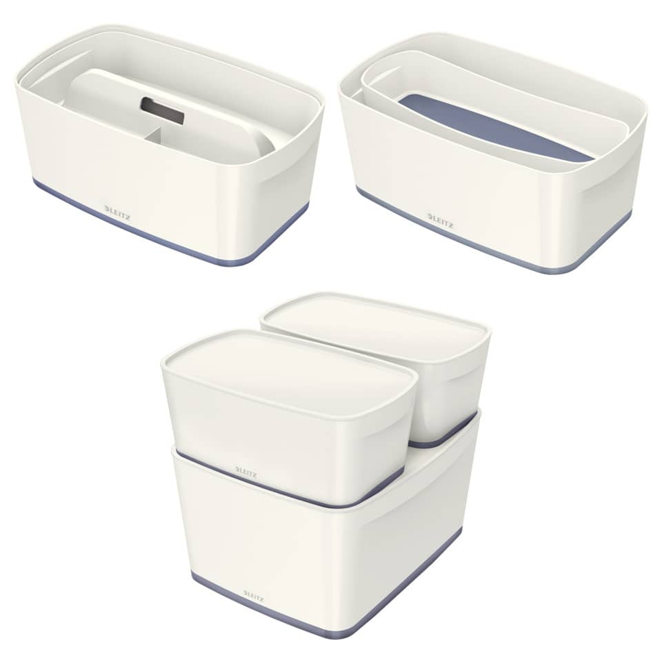  Aufbewahrungsboxen,  Kunststoff,  weiß,  stapelbar,  Organizer