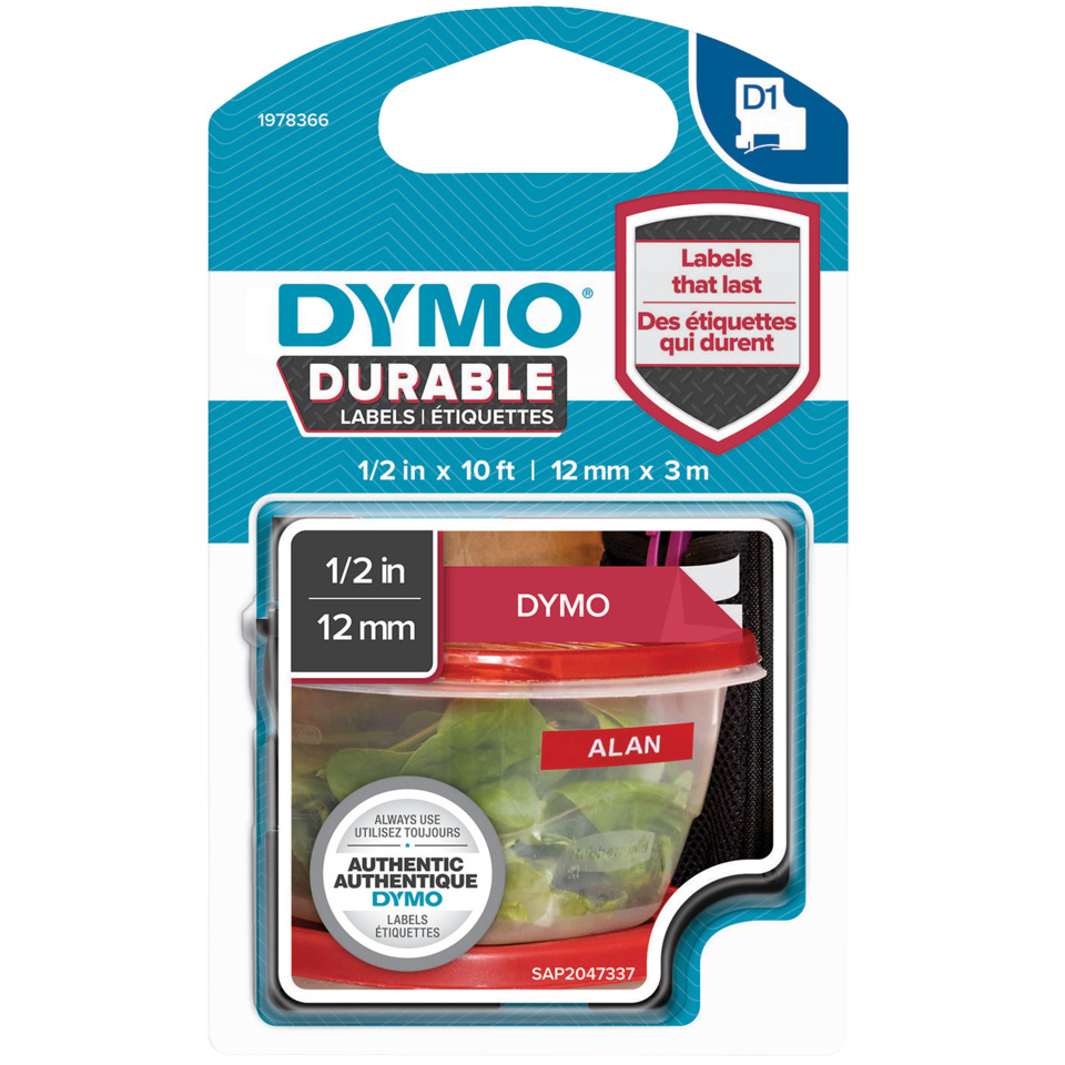 etiketten, Etikettenband, DYMO Etiketten, Mini-Behälter, 1/2 Zoll x 10 Fuß, Etiketten, Etikettenhalter, Lebensmittelbehälteretiketten, DYMO Etiketten, 12 mm Etikett