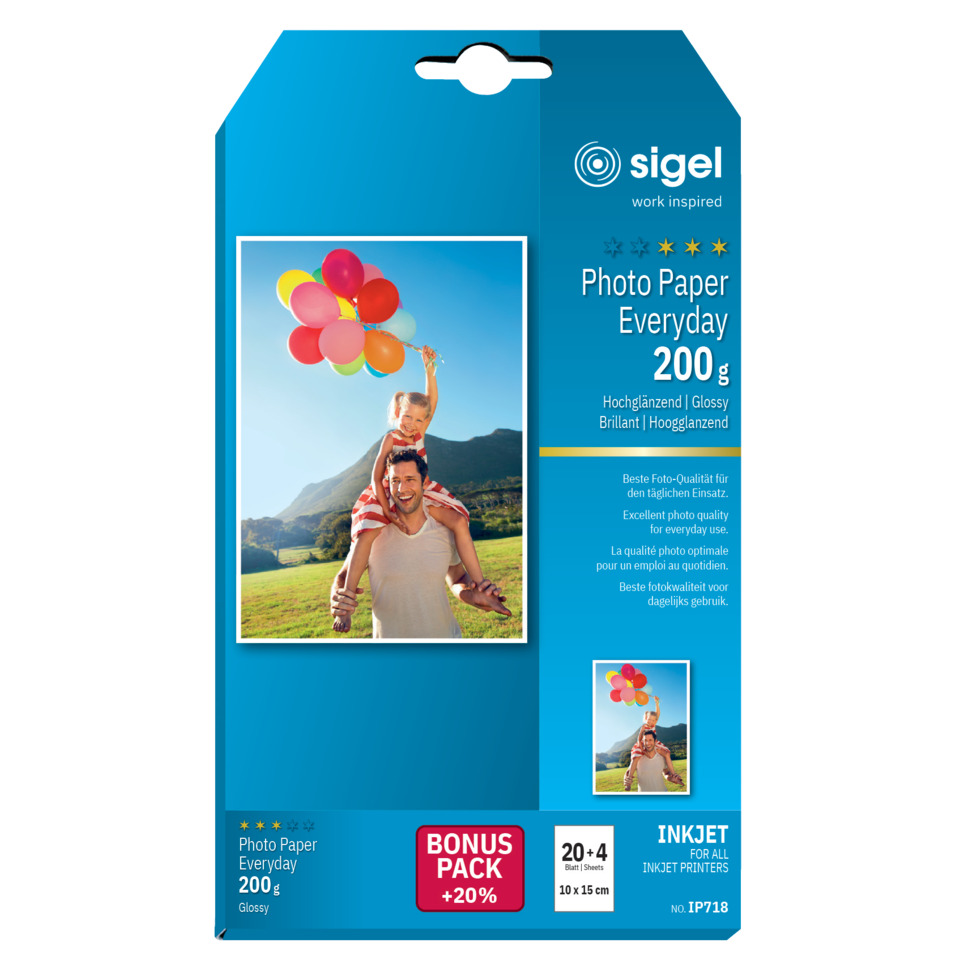 Fotopapier, Alltag, Glänzend, 200 g, Tintenstrahldrucker-kompatibel