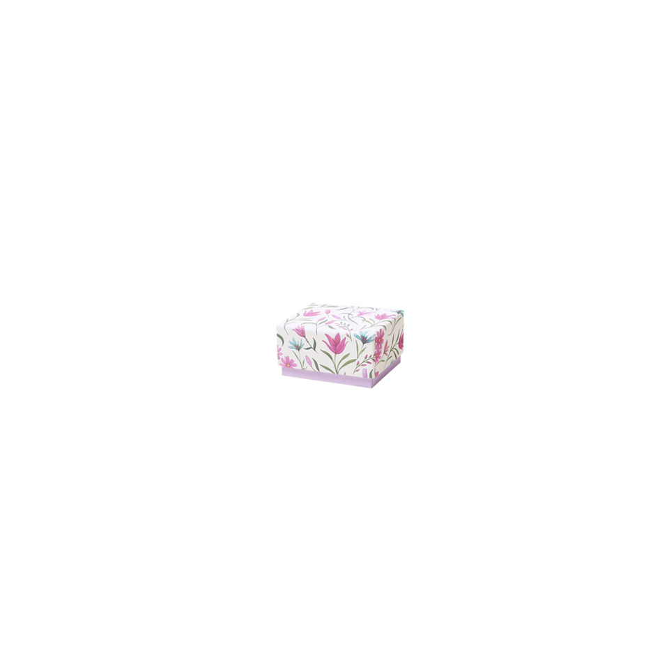kleine Box, Geschenkverpackung, Blumenmuster, Pastellfarben, lila Boden