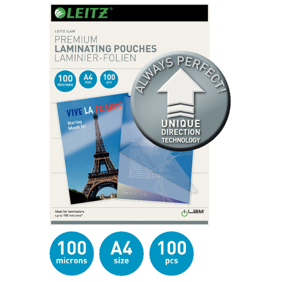 Laminierfolien, A4 Größe, 100 Stück, transparent, Laminatehüllen