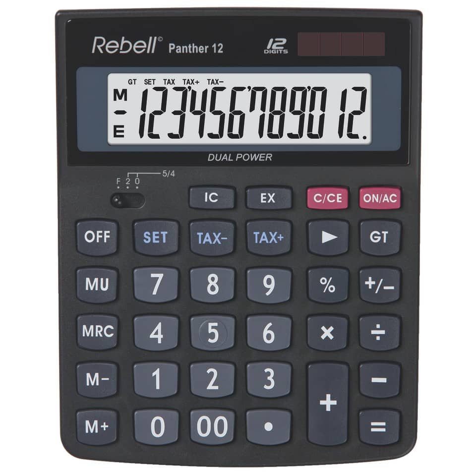 Taschenrechner, Taschenrechner mit Display, Duplex Power, Tastatur, Schwarz grau