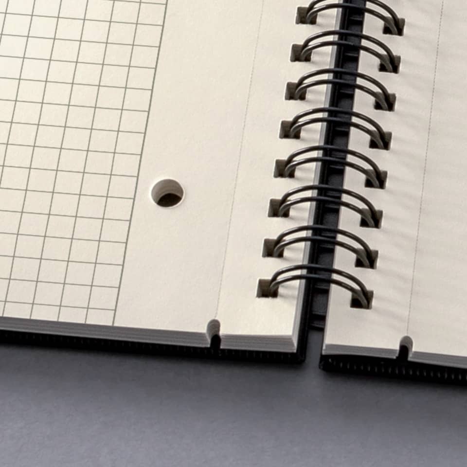 Spiralbindung, Notizbuch, Linealraster, Kartonpapier, Lochung