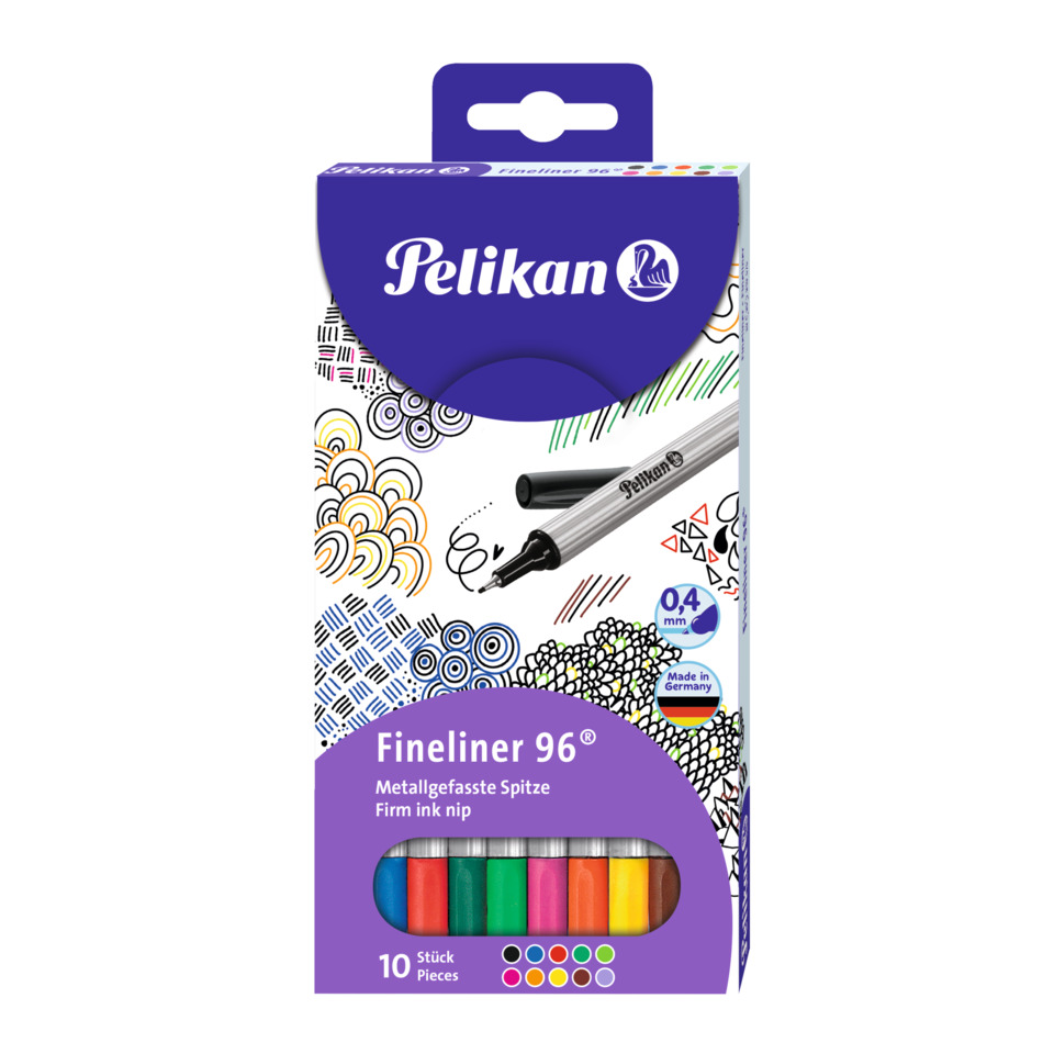 Marker, Fineliner 96, Spitzestift, Metallspitze, 10 Stück
