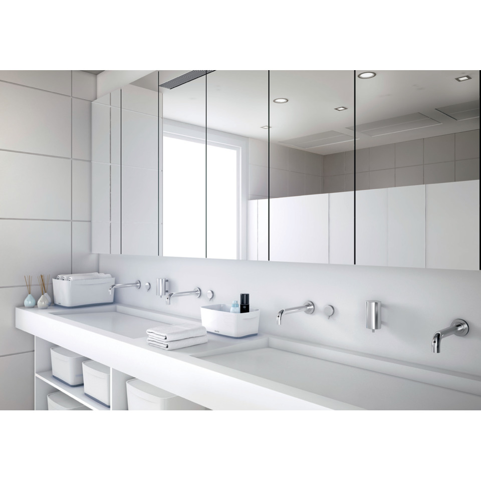 Waschtisch, Waschbecken, Hänge-Armaturen, Badezimmer, Spiegel