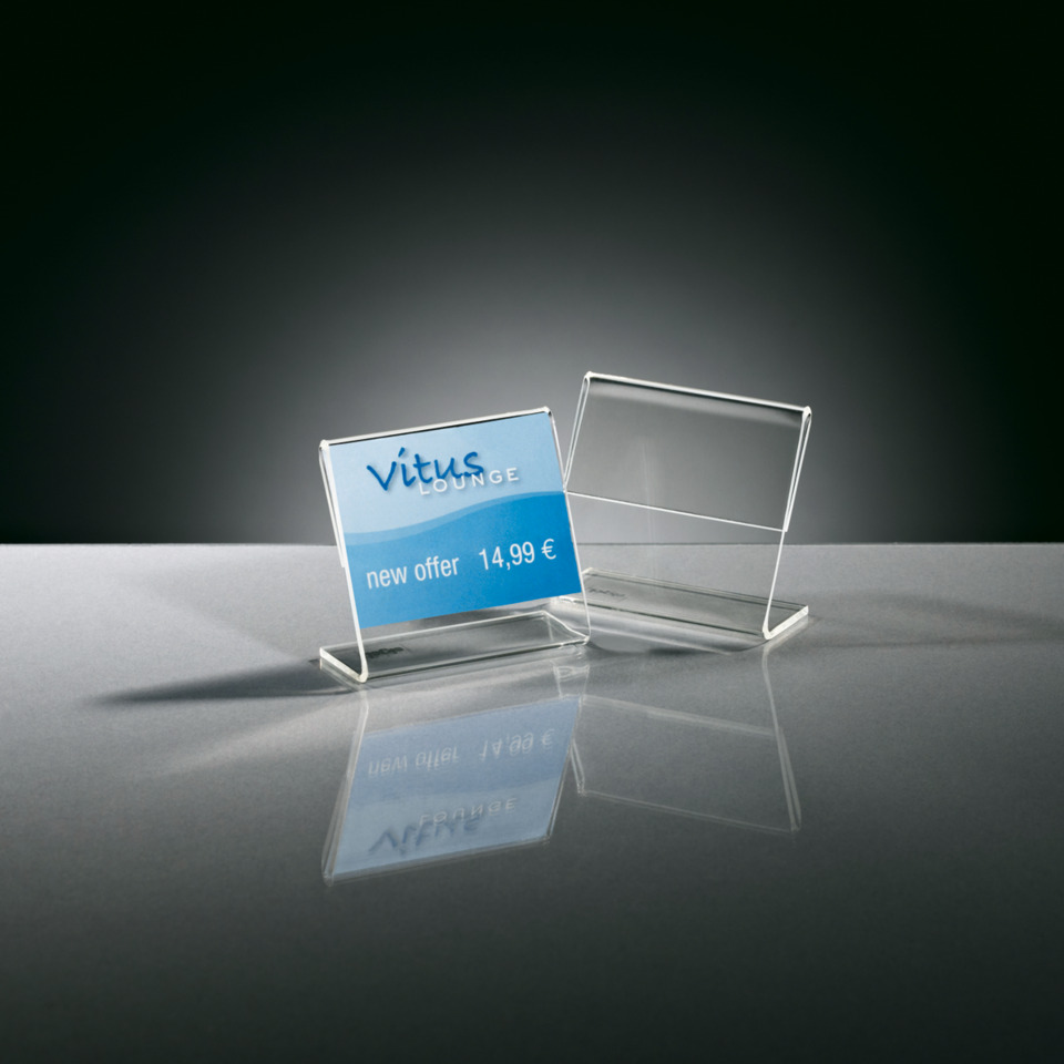 Acrylständer, Beschilderung, Transparenter Display, Anzeige, Showcard