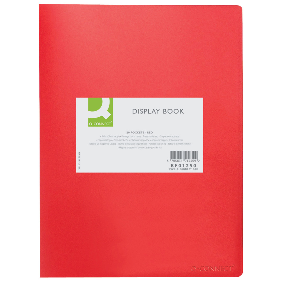 Anzeigeheft, Display Book, Roter Einband, Pockets, Q-Connect