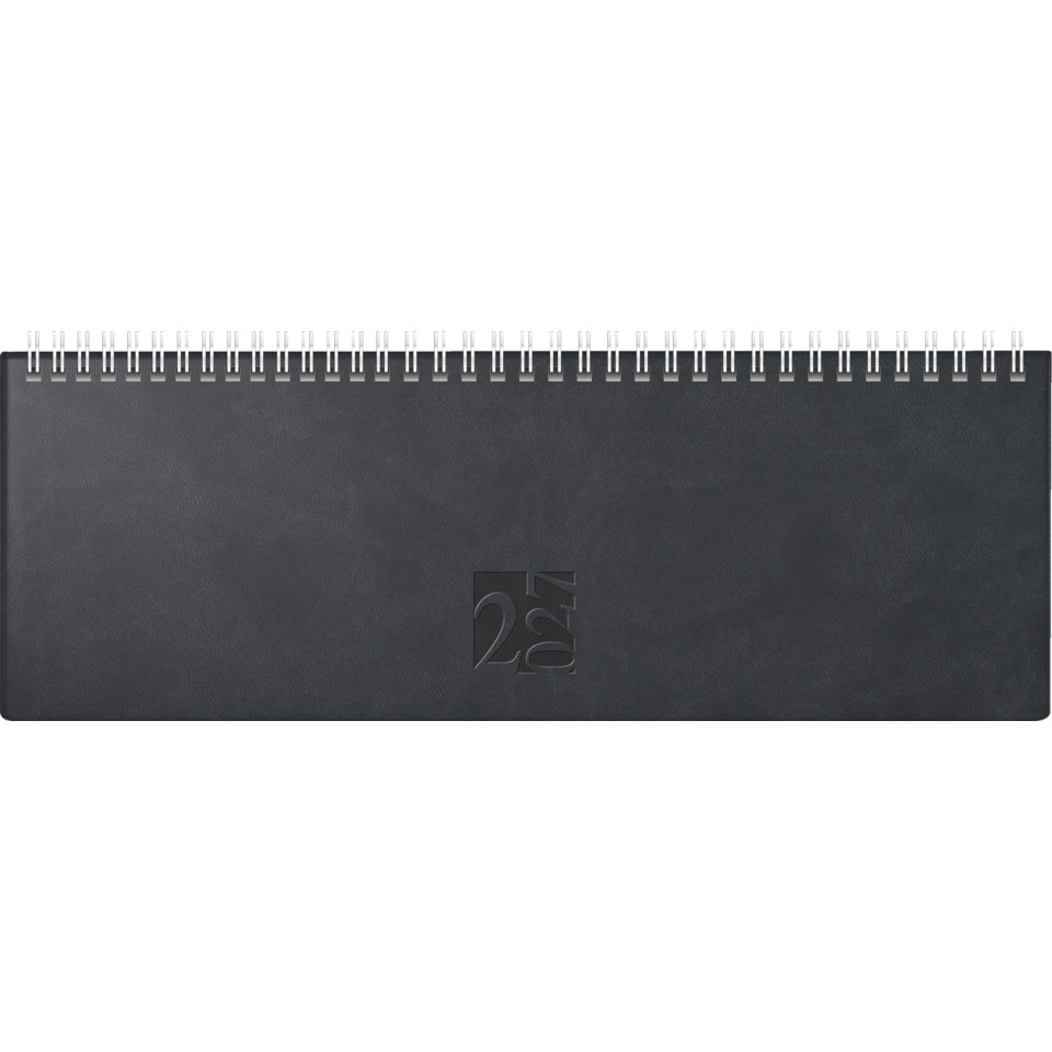 Tischkalender ac 2027 quer, 30,7 x 10,5 cm, 112 Seiten, 1W/2S, Kunstleder, schwarz RIDO 7031702907