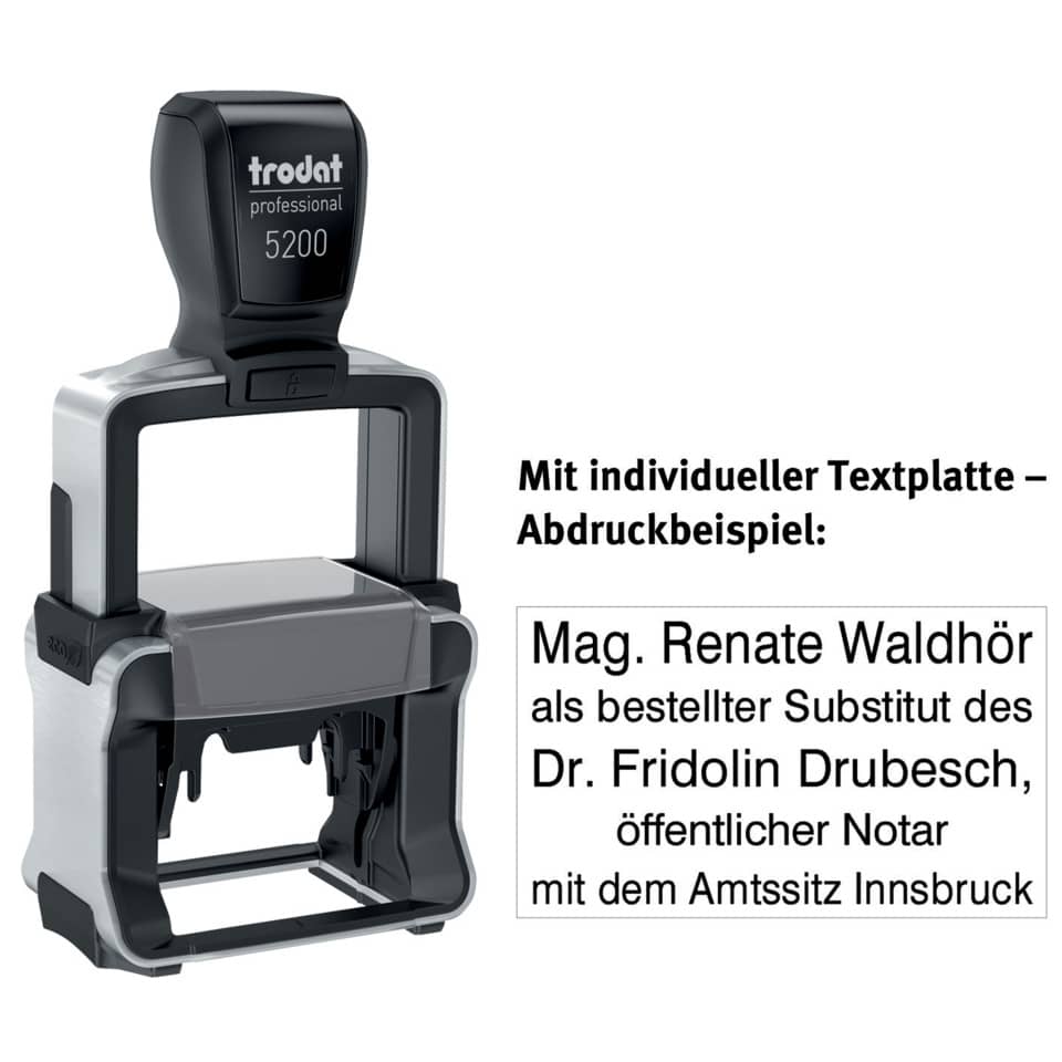 Stempel, Bürogerät, Textplatte, Linearer Stempel, Notar-Stempel