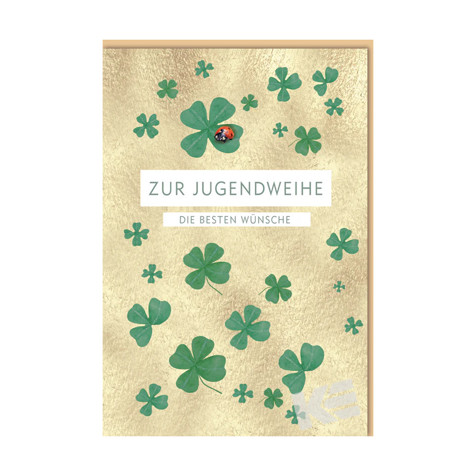 kartenDeckel, jugendweihe, glitter, gold, kleeblatt