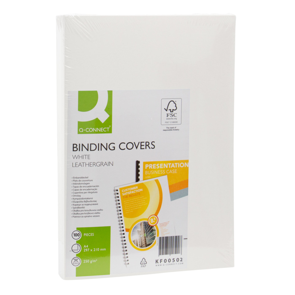 Binding covers, Weiß, Lederstruktur, A4, 100 Stück
