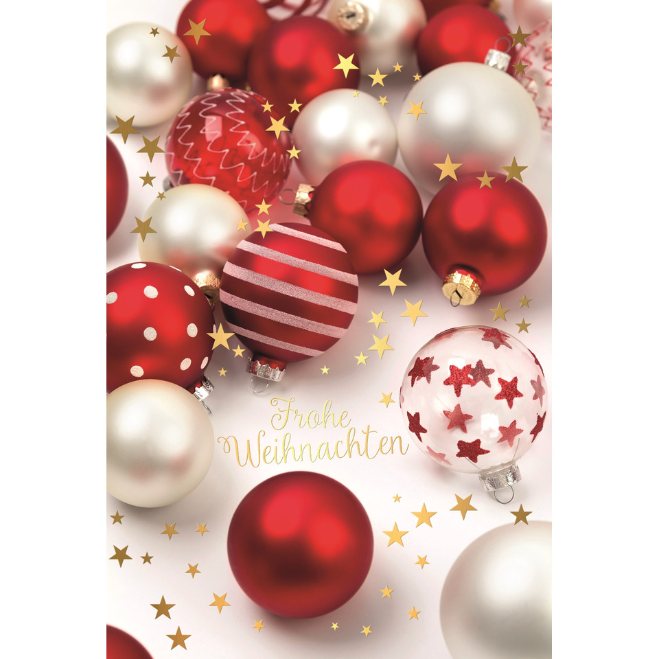 Weihnachtskugeln, Baumschmuck, Rot, Weiß, Sterne