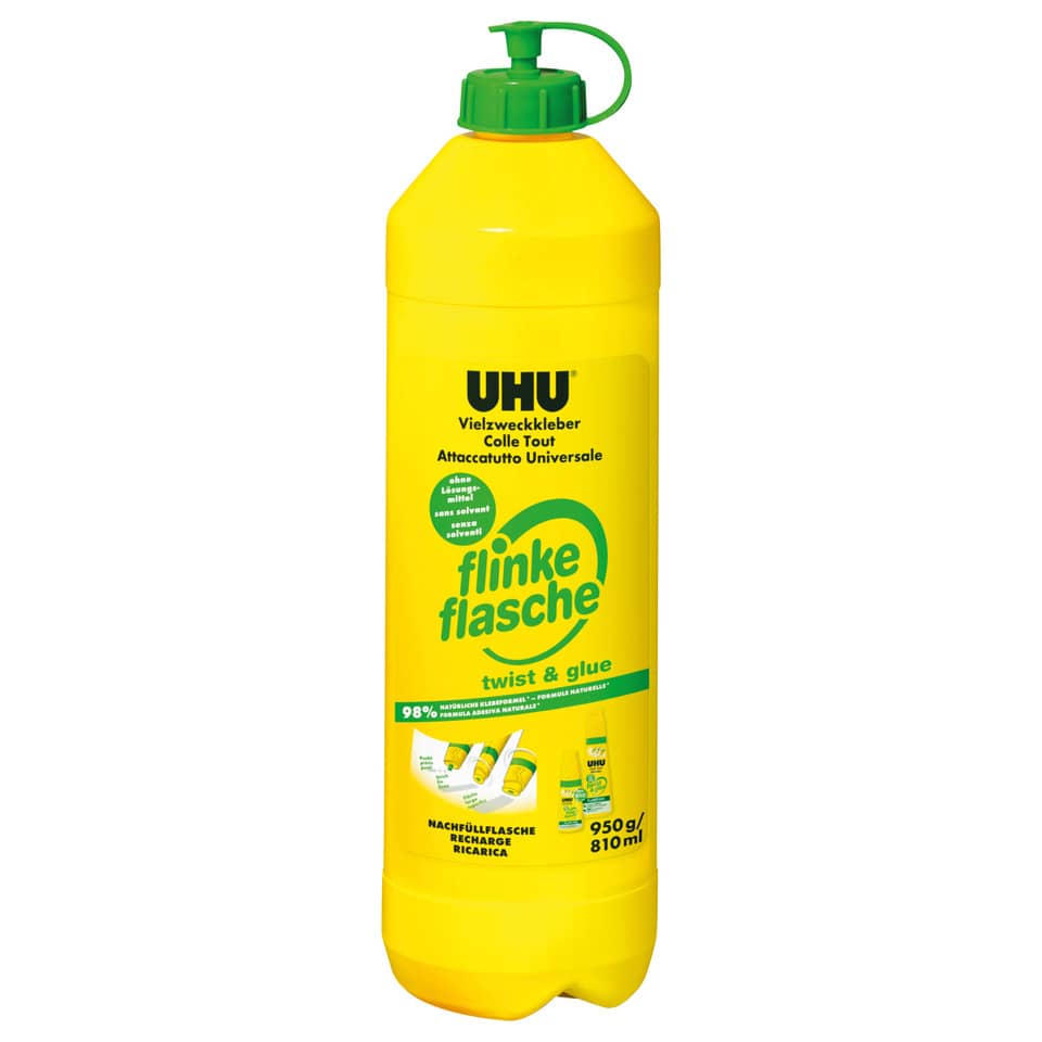 Flasche, Klebstoff, Kraftkleber, Kunststoffflasche, Nachfüllflasche