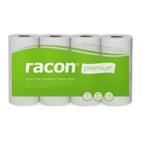 Küchenrolle premium weiß 2 lagig   4 x 64 Blatt RACON 100602-02