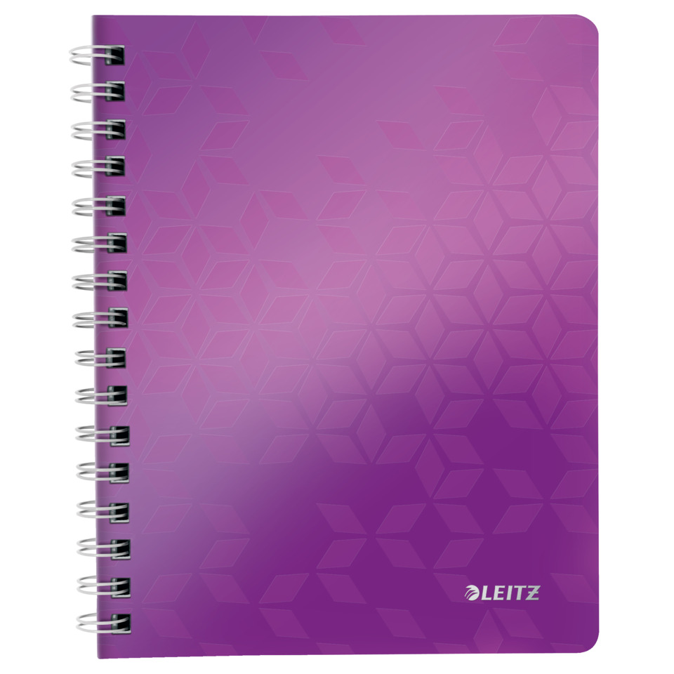 Notizbuch, Spiralbindung, Lila, Geometrisches Muster, Leitz, Spiralnotizbuch, Kunststoffcover, lila Gradient, Geometrisches Muster, Leitz Markenetikett